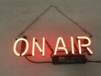 Light Up Decorative Neon 'ON AIR' Sign on Perspex Backing with Hanging Chain