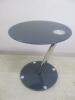 Round Angled Grey Glass Side/Coffee Table on Chrome Stand. Size H43cm x Dia 38cm - 2