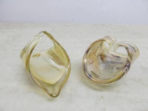 2 x Small Rounded, Italian Made Glass Display Pots