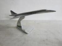 Polished Aluminium Model of Concorde on Stand