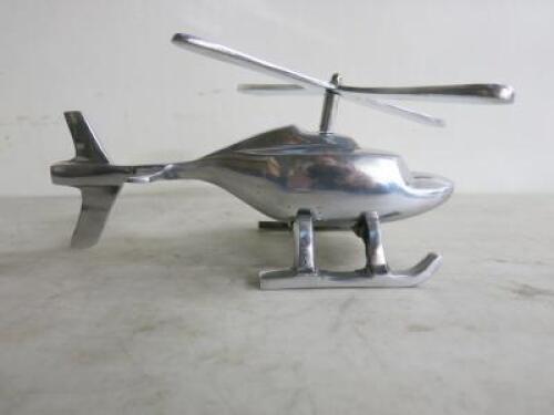 Polished Aluminium Model of a Helicopter