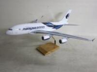 Display Diecast Model of a Malaysia Airlines Airbus Airplane on Stand. Size 77cm Wingspan x 70cm Fuselage