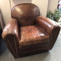 Brown Leather Armchair. Size (H)80cm x (W)85cm x (D)85cm