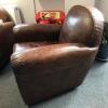 Brown Leather Armchair. Size (H)80cm x (W)85cm x (D)85cm - 3