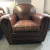 Brown Leather Armchair. Size (H)80cm x (W)85cm x (D)85cm - 7