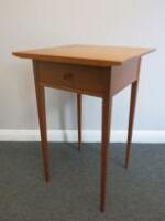 Shaker Limited Side Table in Solid Wood with One Drawer. Size H70cm x W46cm D46cm. NOTE: Minor Damage (As Viewed/Pictured)