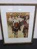 J D Wellborn Glazed, Framed & Mounted Print Depicting Cowboys. Size 37.5cm x 30cm