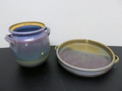 2 x Hand Made Ceramic Glazed Dishes, Maker Inscribed