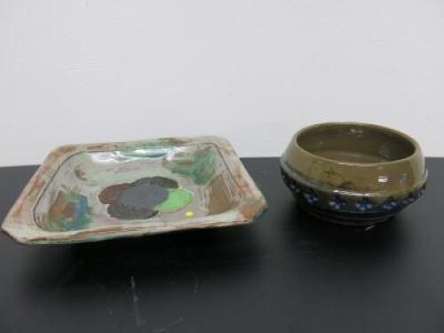 2 x Hand Made Ceramic Glazed Dishes, Inscribed SR and Dated 1999