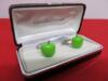 Pair of Green Apple Cufflinks in a Cufflink Box