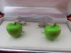 Pair of Green Apple Cufflinks in a Cufflink Box - 2