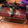 Polished Chrome Frame Coffee Table with Glass Top & Dark Wooden Insert, Size (H) 43cm x (D) 90cm x (W) 90cm - 6
