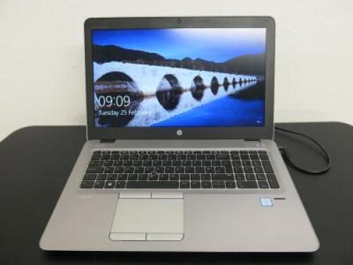 HP EliteBook 850 G3 Notebook PC, 15.5", Model 850G3. Running Windows 10 Pro. Intel Core i7-6500U CPU@ 2.50Ghz, 8GB RAM, 235GB HDD. Comes with Power Supply