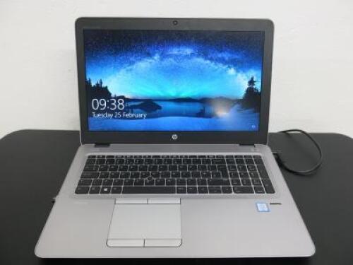 HP EliteBook 850 G3 Notebook PC, 15.5", Model 850G3. Running Windows 10 Pro. Intel Core i7-6500U CPU@ 2.50Ghz, 8GB RAM, 235GB HDD. Comes with Power Supply