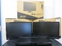 3 x Acer GF 246 24" LED Monitors, with 2 x Stands & 1 x Power Supply & 3 Original Boxes. NOTE: requires 1 x stand & 2 x power supplies