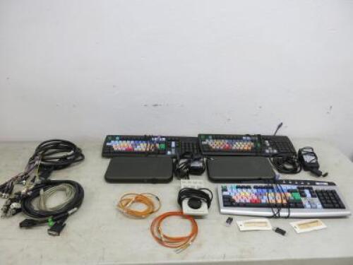 Quantity of Post Production Filming Equipment to Include: 2 x Avid 7020-20000-XX, 2 x Avid Logic Keyboard, Model RT2358TWUK, 1 x Avid Keyboard, Model KB-0173, 1 x Sony Remote Control Unit, Model SVRM-100A. Comes with Power Supplies and Leads (As Viewed)