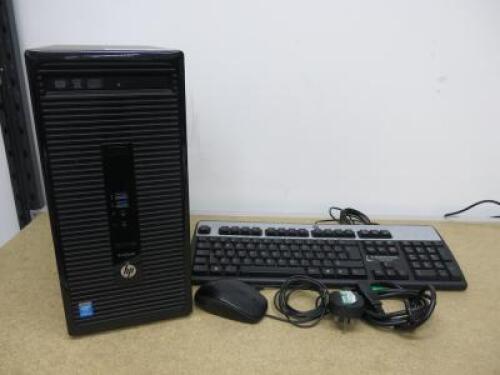 HP ProDesk PC, Model ProDesk 400 G2 MT. Running Windows 10 Pro. Intel Core i5-4590S, CPU @ 3.00Ghz, 8GB RAM, 451GB HDD. Comes with Power Supply, Keyboard & Mouse