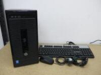 HP ProDesk PC, Model ProDesk 400 G2 MT. Running Windows Pro 10. Intel Core i5-4590S, CPU @ 3.00Ghz, 8GB RAM, 452GB HDD. Comes with Power Supply, Keyboard & Mouse