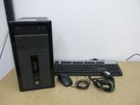 HP ProDesk PC, Model ProDesk G MT. Running Windows 10 Pro. Intel Core i3-4130, CPU @ 3.40GHz, 4GB RAM, 919GB HDD. Comes with Power Supply, Keyboard & Mouse