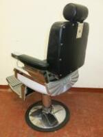 REM Emperor Pump Up & Reclining Barbers Chair in Black Faux Leather with Fold Out Foot Rest. With Barbers Mirror