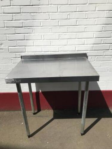 2 x Vogue Stainless Steel Prep Tables with Corner Joiner. Size H90cm x W 170cm x 170cm x D60cm, with Back Splash Upstand.