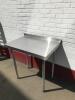 2 x Vogue Stainless Steel Prep Tables with Corner Joiner. Size H90cm x W 170cm x 170cm x D60cm, with Back Splash Upstand. - 4