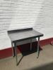 2 x Vogue Stainless Steel Prep Tables with Corner Joiner. Size H90cm x W 170cm x 170cm x D60cm, with Back Splash Upstand. - 7