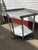 2 x Vogue Stainless Steel Prep Tables with Corner Joiner. Size H90cm x W 170cm x 170cm x D60cm, with Back Splash Upstand. - 12