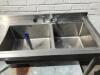 Vogue Stainless Steel Commercial Double Sink with Lever Tap. Single Left Hand Drainer & Galvanized Shelf Under, Size H90cm x W150cm x D60cm - 5