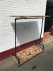 Restaurant Coat Rack in Black Painted Scaffold Tube & Burnt Wood Effect on Castors. Size (H)168cm (W) 150cm x (D) 60cm. - 2