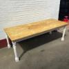 Extra Large Dining Table with Pine Stained Wood Top on Painted Legs & Frame. Size H85cm x W240cm x D97cmNote: Table Top has 2 Small Holes For table Lamps - 2