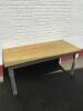 Large Dining Table with Pine Stained Wood Top on Painted Legs & Frame. Size H85cm x W180cm x D97cm - 6