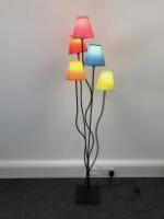 Pair of Matching 5 Lamp Multi Coloured Shade Standard Lamps