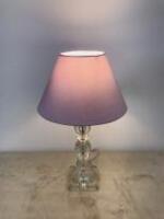 Heavy Glass Stem Table Lamp with Violet Shade
