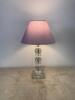 Heavy Glass Stem Table Lamp with Violet Shade - 2