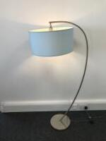 Floor Standing Silver Metal Lamp with Light Blue Shade