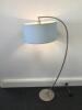 Floor Standing Silver Metal Lamp with Light Blue Shade