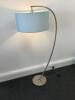 Floor Standing Silver Metal Lamp with Light Blue Shade - 3