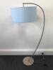 Floor Standing Silver Metal Lamp with Light Blue Shade - 4