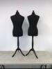 Male & Female Black Torso Mannequins on Black Wood Stand - 3