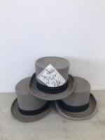 3 x Grey Top Hats