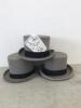 3 x Grey Top Hats - 2
