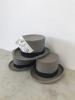 3 x Grey Top Hats - 3