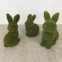 3 x Polystyrene Imitation Grass Covered Rabbit Props