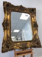 Ornate Gold Gilt Framed Bevel Edged Mirror, Size 100cm x 120cm