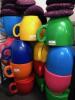 15 x Holly Palmer Designed Plastic Teacup Children's Stools with Purple Velvet Cushions - 2