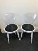 19 x Gloss White Dining Chairs with Clear Perspex Backrest - 2