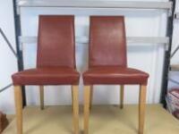 52 x Tan Faux Leather Dining Chairs on Wooden Frame. Size (H) 96cm