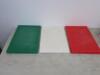 6 x Chopping Boards, 2 Green, 2 Red, 2 White, 18 x 12" with Chrome Stand