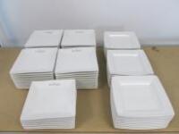 77 x Assorted White Square China Side Plates (18cm x 18cm) (Some Branded As Viewed)